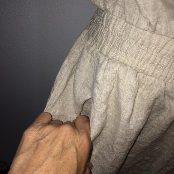 Grade & Gather Ruffle Sleeves 100% Linen Romper Button Up Top Medium - Picture 6 of 10
